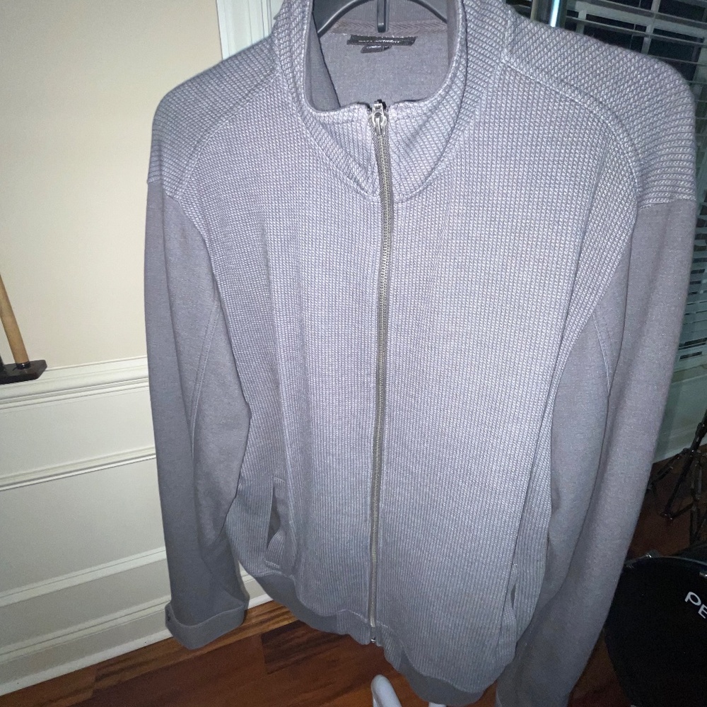 Marc Anthony Mens Mock Neck Long Sleeve Full Zip Sweater Jacket Gray Large